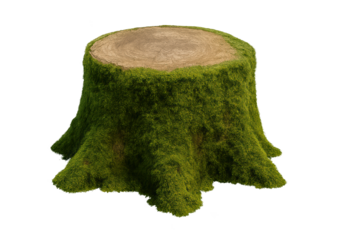 Rounded tree stump fully covered in lush green grass, resembling grassy pedestal