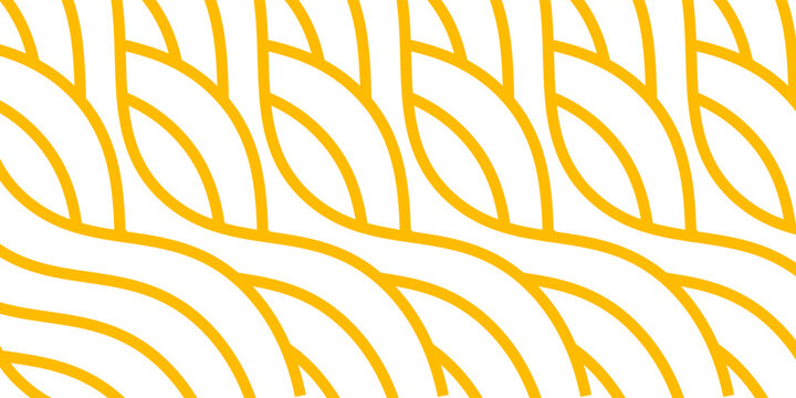 Yellow instant noodle, pasta and spaghetti texture with geometric wavy lines. Ramen, pasta vector pattern. Background abstract food illustration