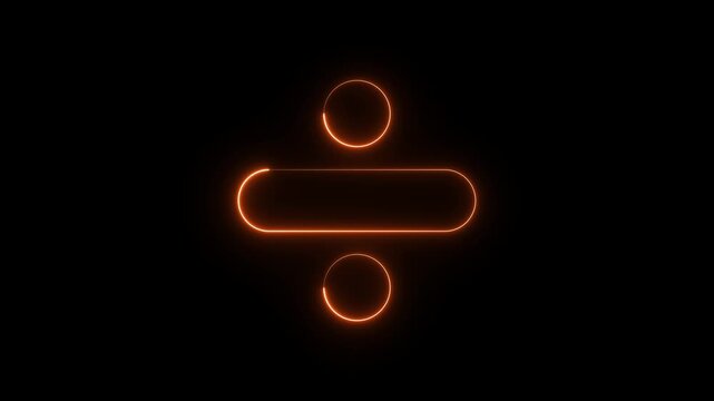 Neon division icon animation. Glowing mathematics calculating sign symbol motion. representing digital math icon 4k video footage.