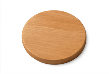 Round wooden disk with smooth grain and light brown finish