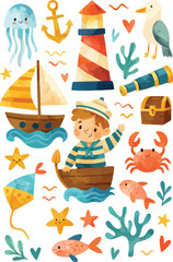 Cute Sea Adventure Illustration