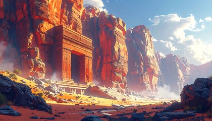 Grand ancient structure at desert edge