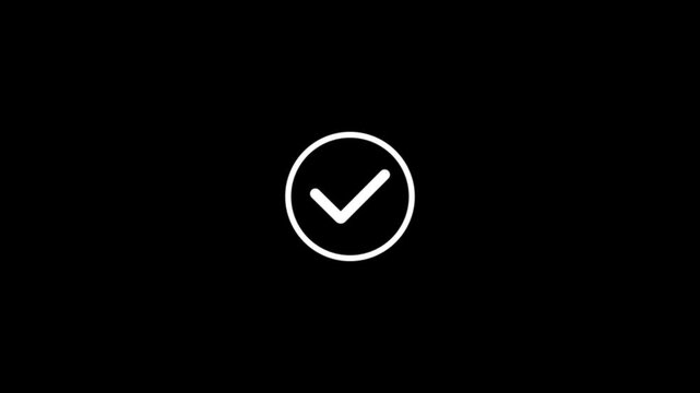 White Check Mark Inside a Circle on a Black Background symbol