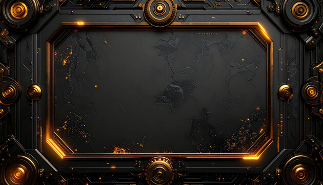 スチームパンクフレーム・黒とゴールドのLED照明ダークデザイン背景