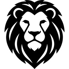 Minimalist black silhouette logo of a lion head, bold clean shapes, smooth curves, simple contour © Afia