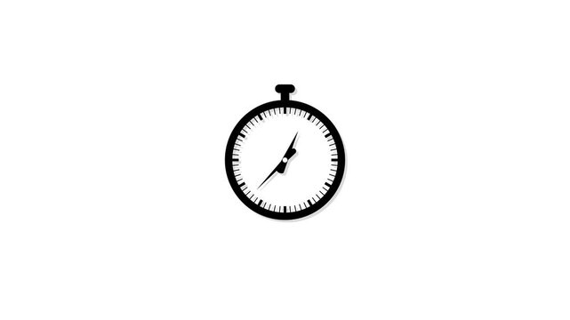 black alarm clock icon time lapse on a white screen. Analog Wall Clock Isolated. Time Passing Fast. 12 Hours Classic Clock.