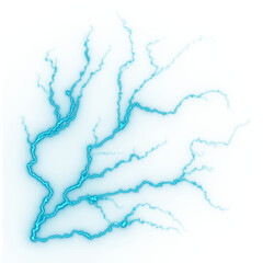 Powerful Electric Lightning Strike Vector. Realistic Blue Thunder Bolt Flash Effect. Supercell Storm Energy Discharge Illustration. Glowing Light Element Overlay for Gaming and Weather Concepts.