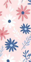 Charming Pastel Floral Seamless Pattern Design for Springtime, Modern and Elegant Motif