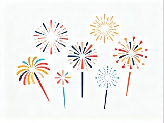 Vector fireworks design set
