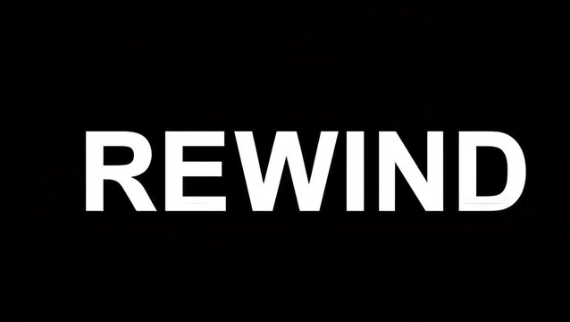 The word REWIND displayed in bold white capital letters