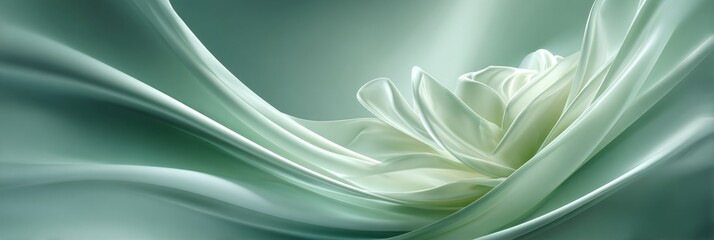 Serene Pastel Dream Elegant Mint Green Satin Waves in Fluid Motion for a Luxurious Aesthetic