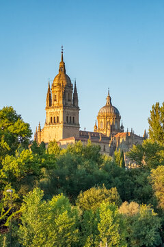 Historic cityscape of Salamanca at sunset, Spain