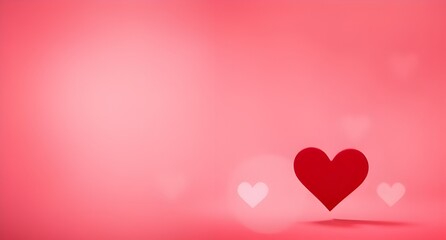 Elegant and Minimalist Pink Background with Red Heart Elements, Valentine background, Card cover