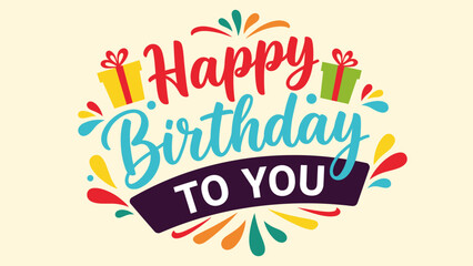 Elegant Happy Birthday Greeting with Balloons and Decorative Typography