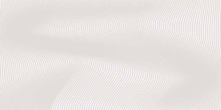 Horizontal lines / stripes pattern or background with wavy, curving distortion effect. Bending, warped lines. Light gray version.