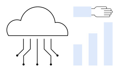 Cloud computing. Cloud computing enabling digital connections and analysis. Cloud computing supports data storage, tech solutions, and connectivity. For networking, business, analytics, IT services