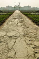 Background texture of dark gray asphalt, top view. Cracked asphalt texture. Road background. Above, high angle. Copy space, empty space, free space. Sstkbackgrounds. flat lay.