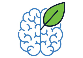 Green Mindset and Healthy Brain Development Concept Niche Industry Vector Icons Evergreen Microstock Graphics Sustainable Energy Line Art