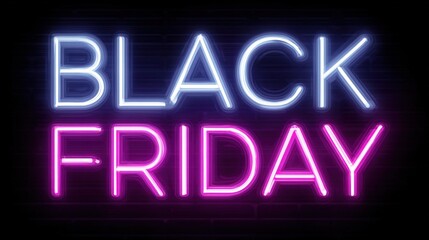 Neon signs display "BLACK FRIDAY" in vibrant colors, symbolizing major sales and shopping events occurring after Thanksgiving.