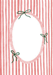 Oval frame on a striped pattern background