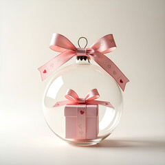 Transparent delicate glass bauble holding a small exquisite glowing core.