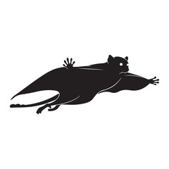 Dynamic Rat Silhouette in Full Stretch: Agile Escape Artist Prowling Across Moonlit Quiet Night