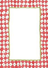 Funky rectangle frame on a diamond pattern background