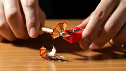 pencil sharpener and shavings, pencil and sharpener, Sharpening pencils, pencil and sharpener