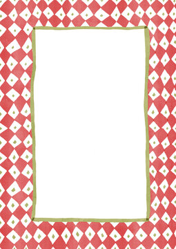 Funky rectangle frame on a diamond pattern background