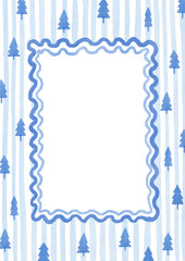 Wave shape rectangle frame on a striped pattern background