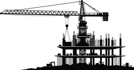 Construction, crane, tower, building, site, silhouette, industrial, engineering, structure, development, infrastructure, architecture, heavy, equipment, workers, urban, city, construction, © MstRokshana