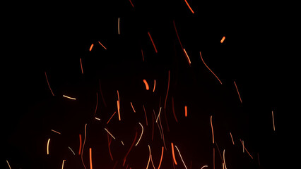 Flying sparks from fire or embers rising in the dark night sky simply drop it in and change its blending mode to screen or add