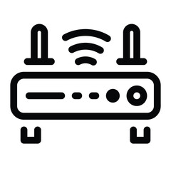 Outline router icon for network, WiFi, and internet connection device.