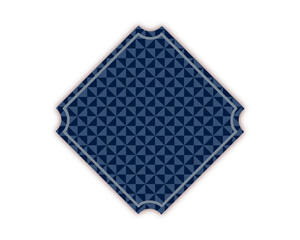 風車柄のフレーム、正月、新年、吹き出し、装飾、藍色