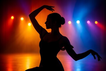 A silhouette of a classical dancer in a dancing pose