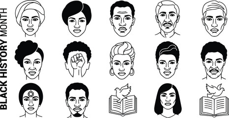 vector illustration of vector illustration of woman and man proudly celebrate Black history month isolate on white background