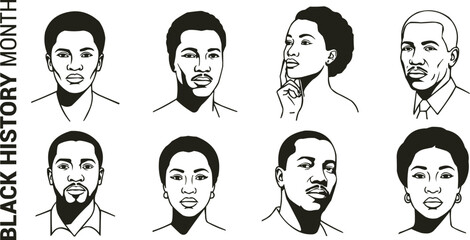 vector illustration of vector illustration of woman and man proudly celebrate Black history month isolate on white background
