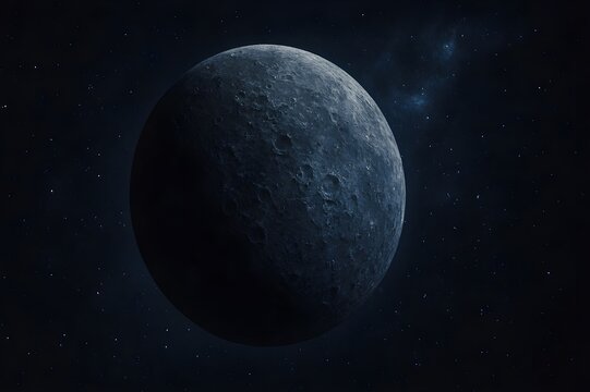 Dark Mysterious Planet in Deep Space with Starry Background | Cosmic Sci-Fi Illustration