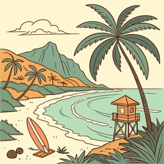 vector abstract sea beach art element free download