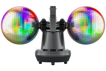 Rotating Double Ball Mirror Strobe. Disco Roto Balls, transparent background