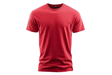 Red t-shirt a classic short sleeve crew neck garment for casual wear isolated on transparent background