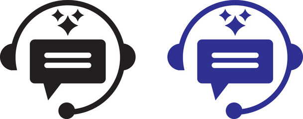 customer support ai icon set. support and communication concept.  chat headphone sign. Customer Support and Communication. Ideal for virtual help tools.  Ideal for virtual help tools. Virtual help cha