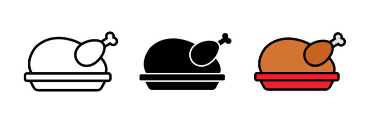 Turkey (Thanksgiving) icon simple roasted turkey design, minimal holiday symbol, festive dinner illustration, autumn celebration icon.