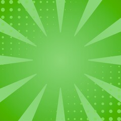 Bright green-yellow gradient abstract background. Green comic sunburst effect background with halftone. Suitable for templates, sales banners, events, ads, web, and pages

