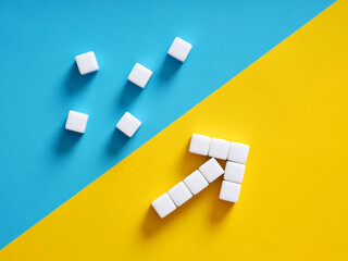 White growth arrow pointing up on dual background