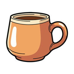 A charming cartoon coffee mug filled with a warm beverage isolated on transparent background isolated on white background silhouette