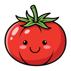 Cute kawaii tomato character with happy smiling face isolated on transparent background isolated on white background silhouette