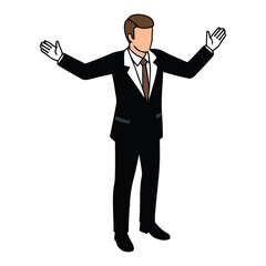 Isometric vector illustrations of men in business suits isolated on white background