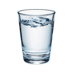 Refreshing glass of pure clear water with a dynamic splash on the surface isolated on transparent background