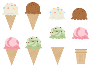 Illustration set of various ice creams